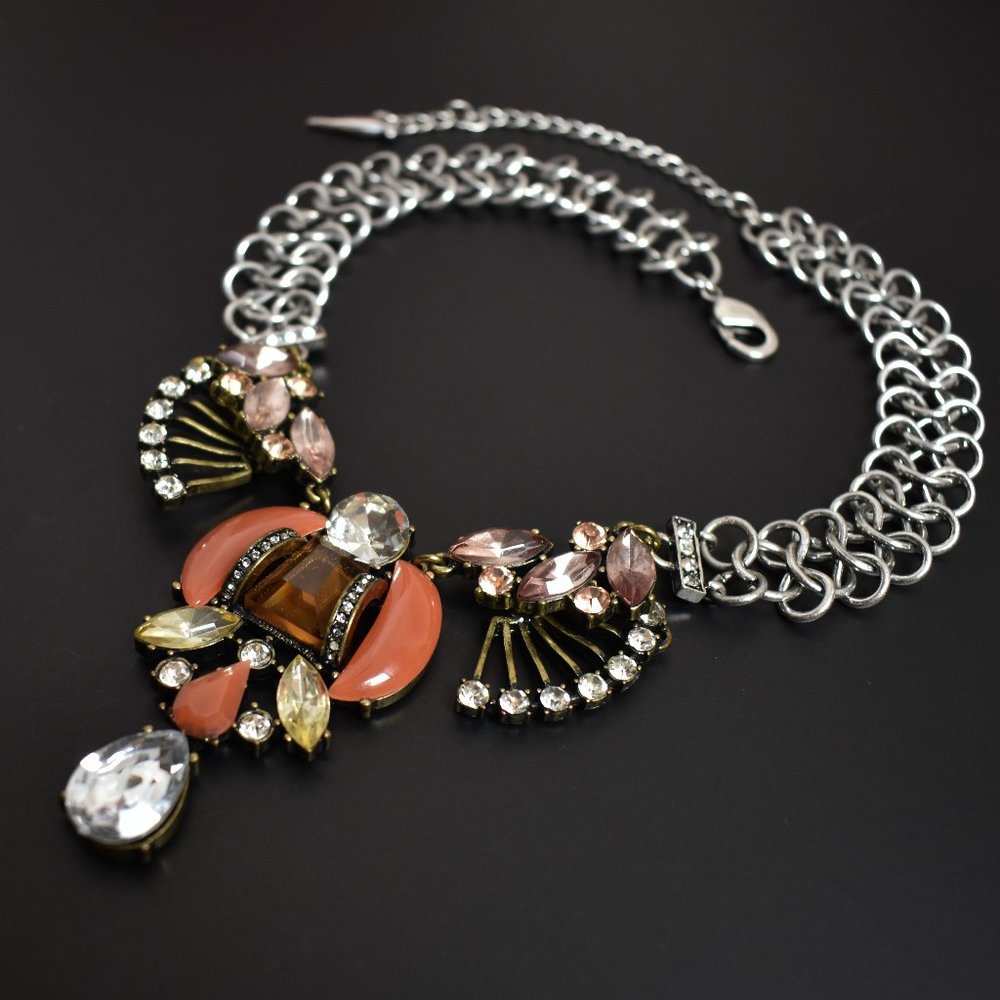 Statement Rhinestone Necklace, Large Crystal Chok… - image 4